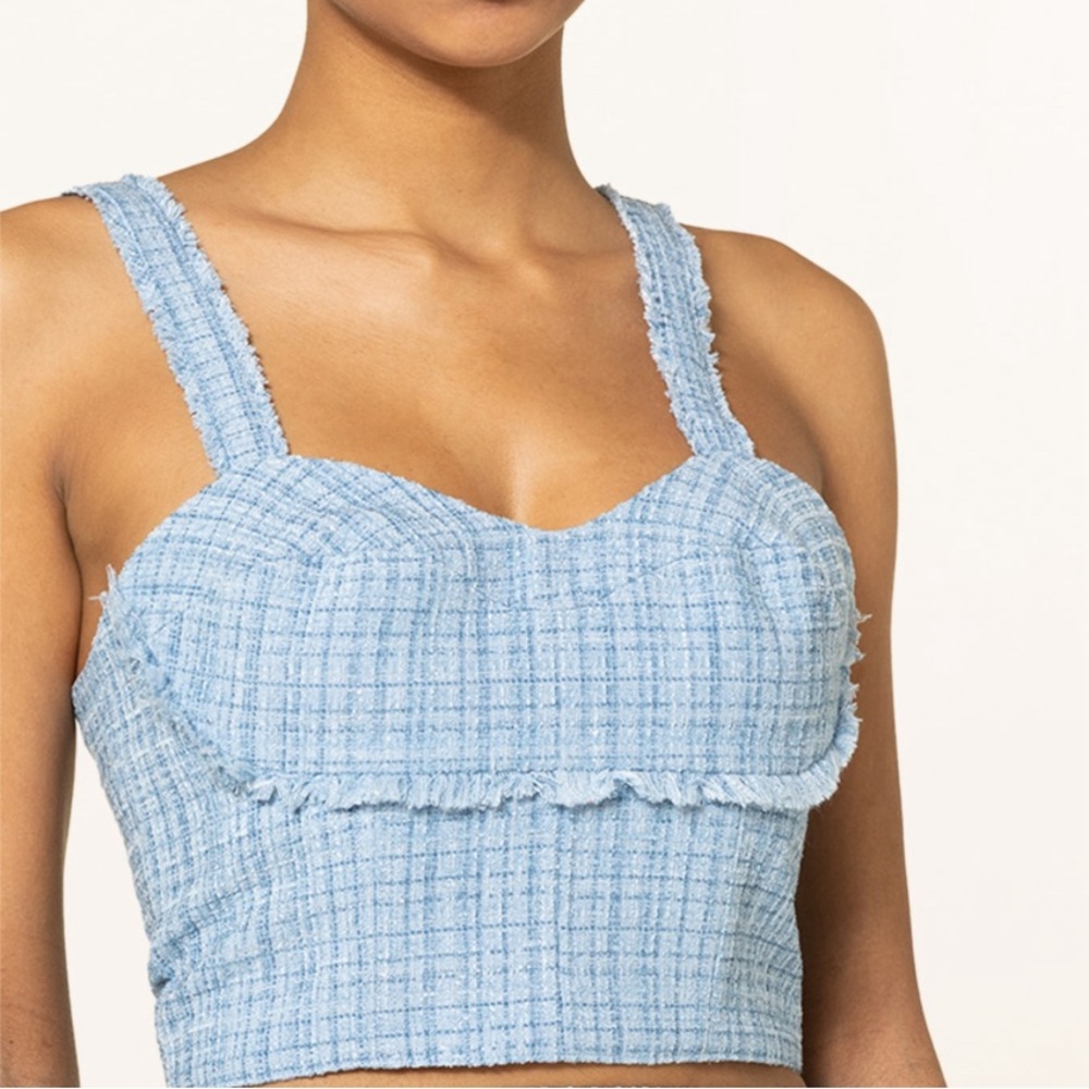 GUESS Twead Emily Top with Glitter Thread in Light Blue
